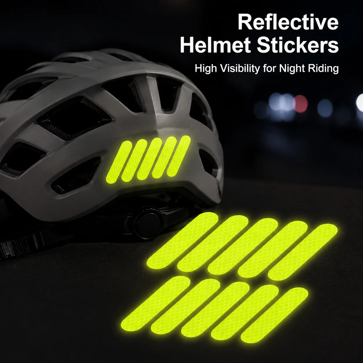 Reflective Tape High-Visibility Safety Stickers for Night Riding Waterproof PVC Decals for Bike Motorcycle Helmet Gear 10pcs