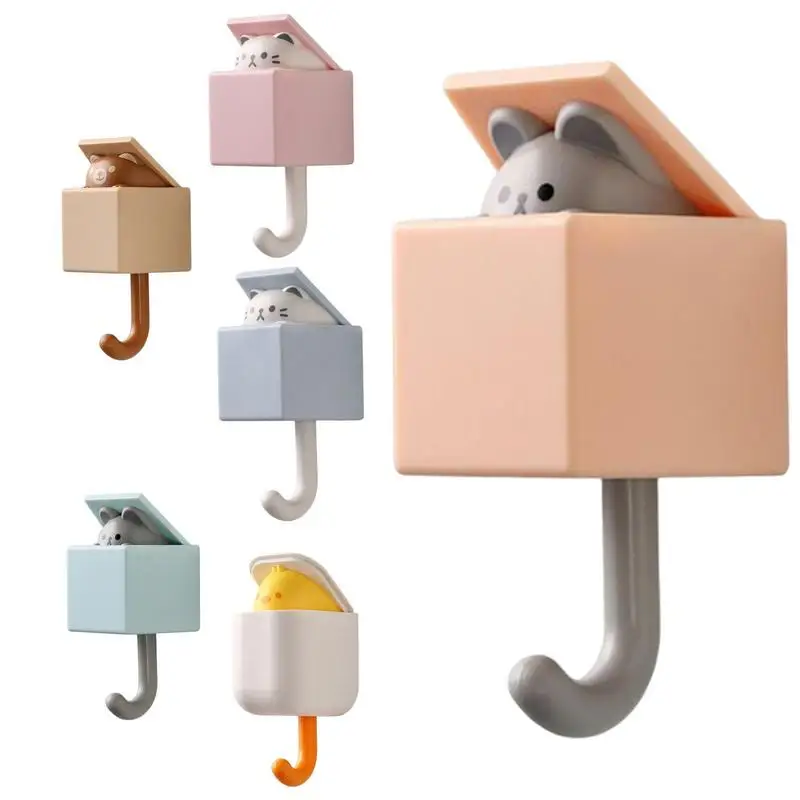 Cute Wall Hooks Adhesive Bathroom Kitchen Decorative Organizer for Coat Scarf Razor Loofah Bathrobe Keys Hanging