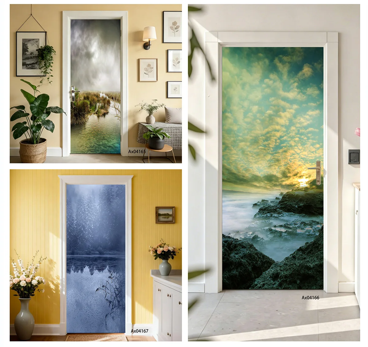 

Multi Style Forest & Flower Natural Landscape Decor Door Decal, Waterproof Decor for All Indoor Wooden Door Poster Stickers