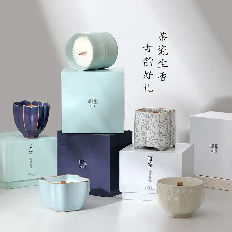 Merchandise Five Famous Kilns Scented Candles Tea Fragrance Gift Box Fragrance Birthday Gift