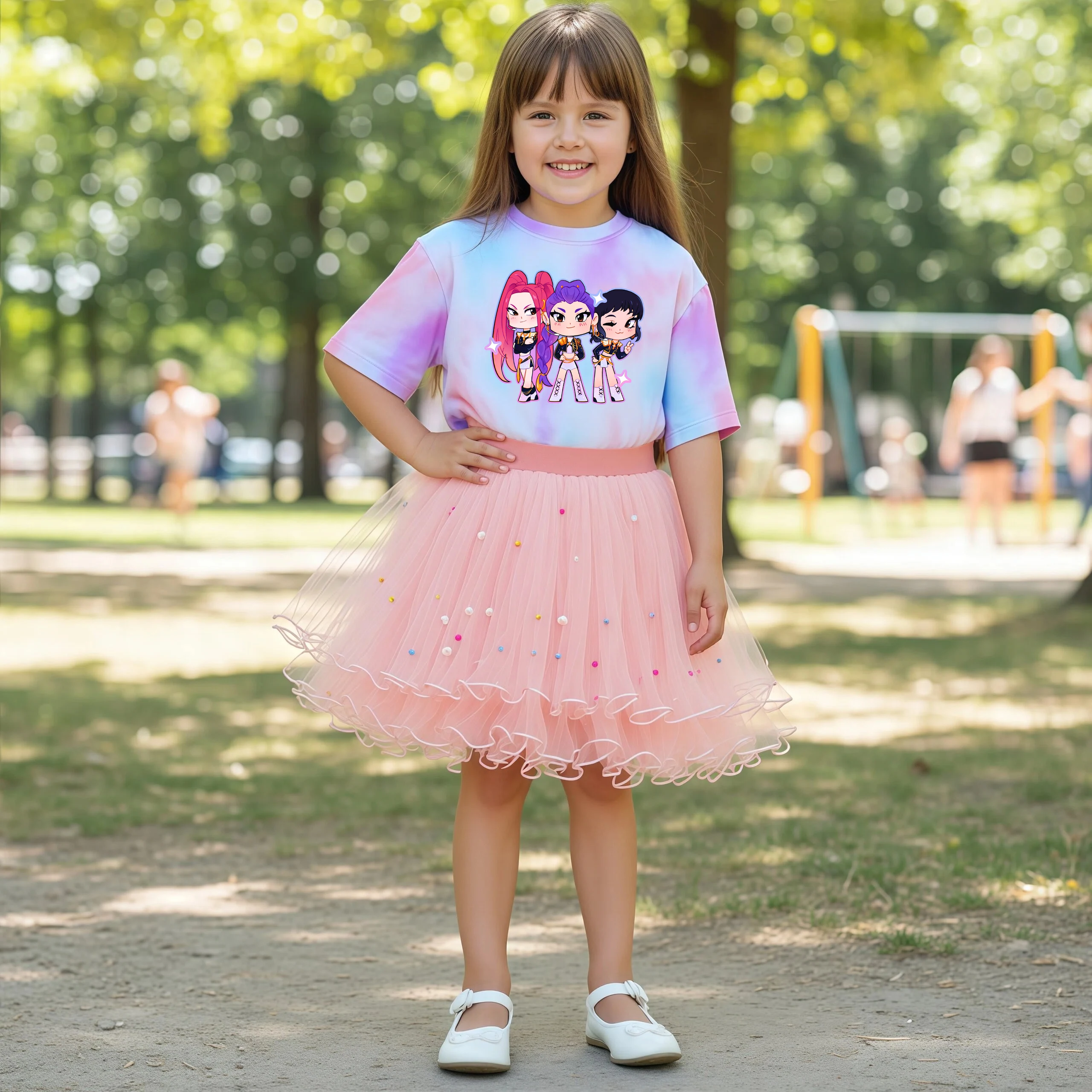 KPop Demon Hunters Kinderkleding T-shirt Meisje Outfit Cartoon T-shirt Tutu Rok Prinses Kleding Pak Kinderen Feestkleding Set