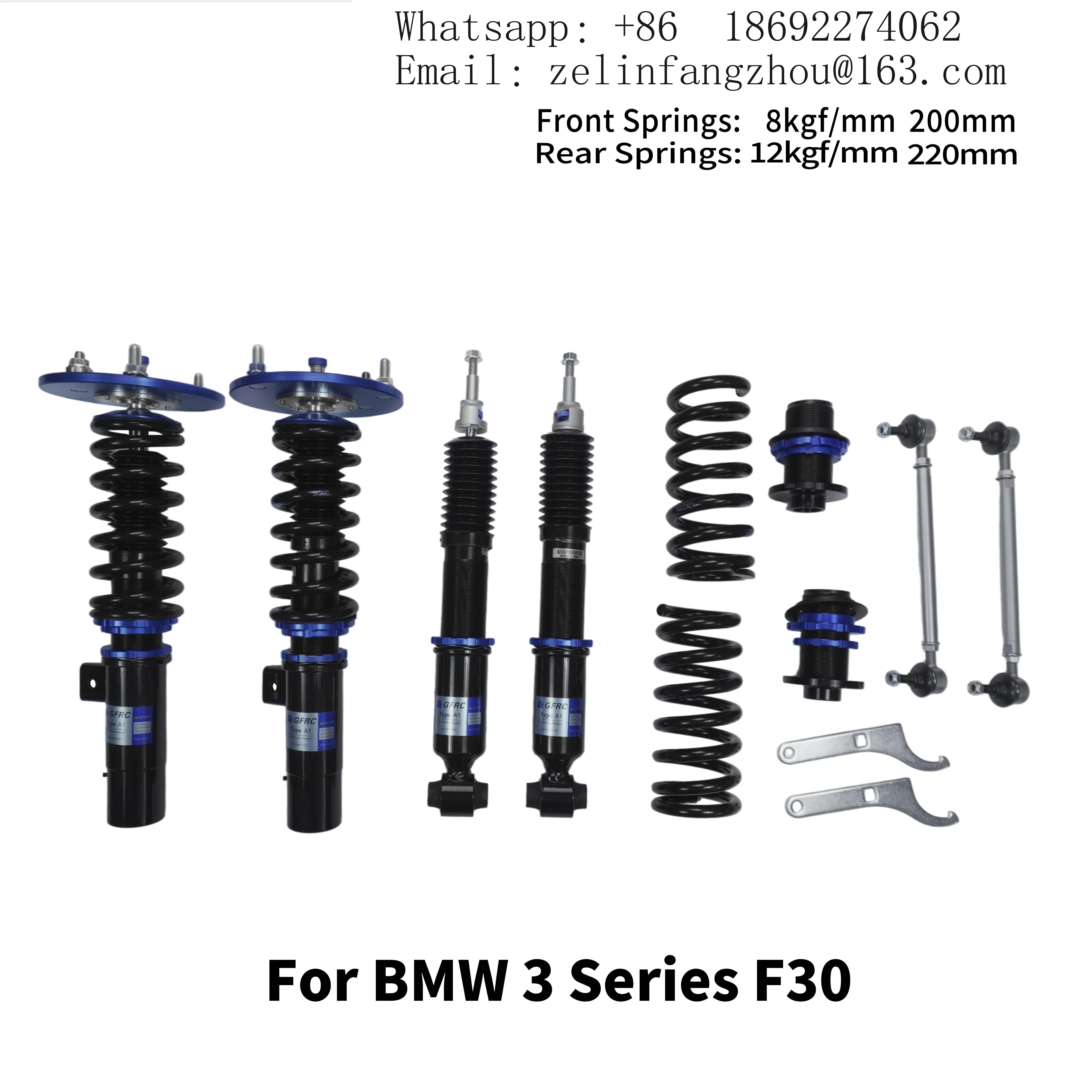 GFRC Monotube Coilover Suspension Kit for BMW 3 Series F30 2012-2017 Height Damping Adjustable Shock Absorber Upgrade