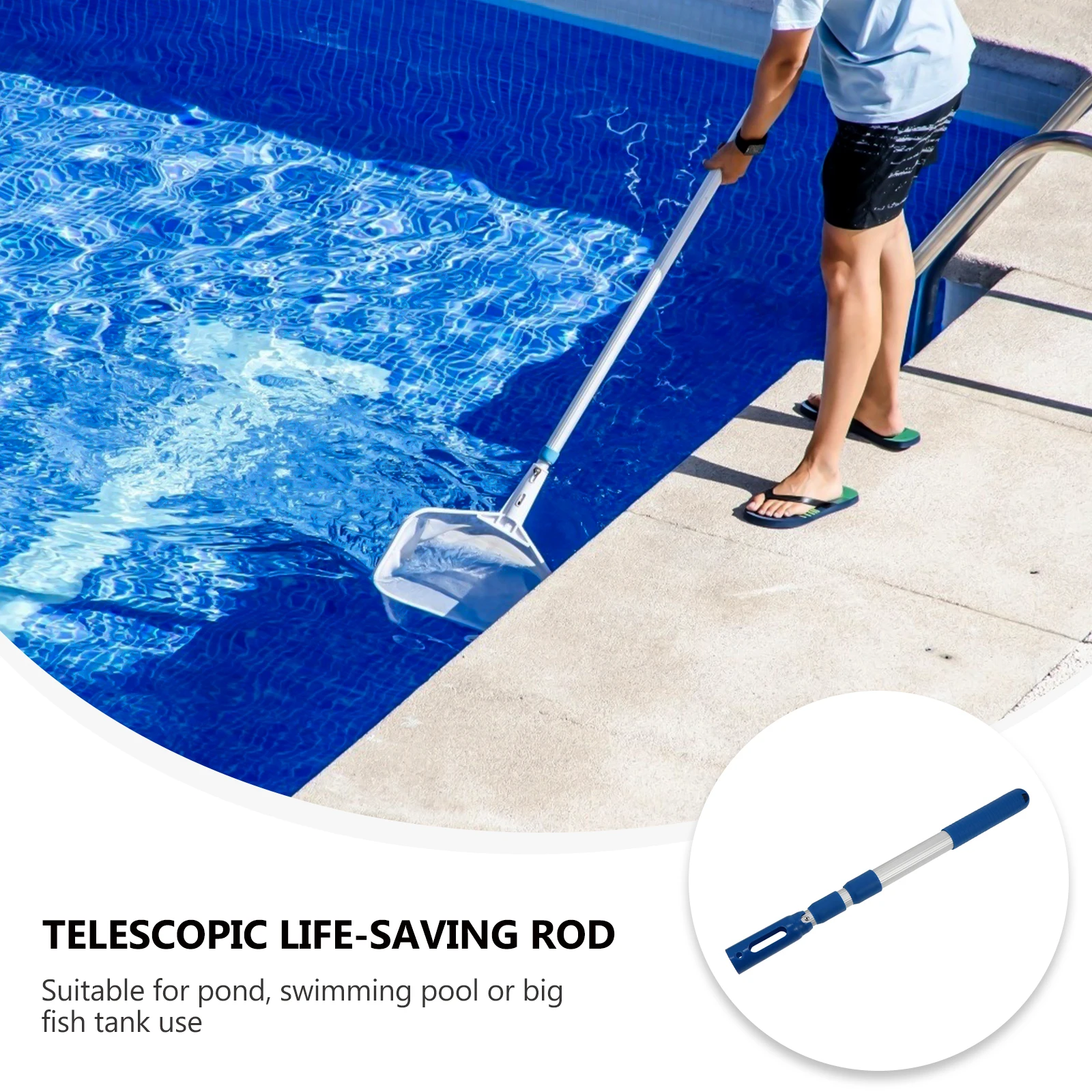 

Aluminum Adjustable Telescopic Pole for Pool Cleaning Life-saving Rod Durable Handy Tool Pond Swimming Pool Skimmer Net Suitable