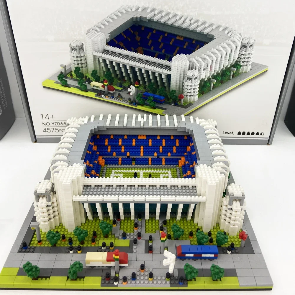 Toy for Children Football Sport MadridStadium Soccer Field 3D Model DIY  Diamond Blocks Bricks Building World Architecture