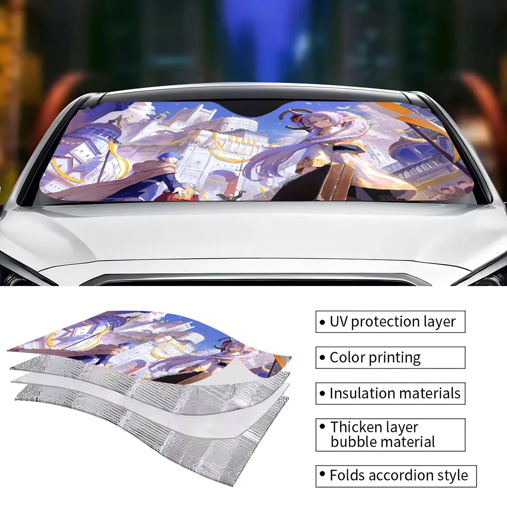 Anime F-frieren Beyond J-journeys End Photo Car Windshield Sun Shade Car Sun Visor Protector Aluminum Foil 51.2 X 27.5 In