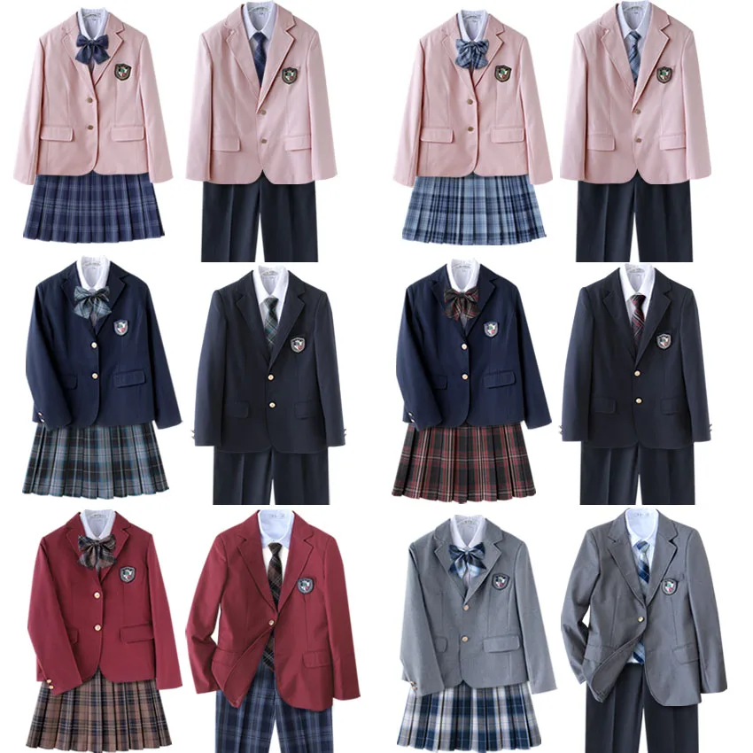 

Original Jk Uniform Skirt Dk Suit Jacket Autumn Winter New College Style Clamp Color Suit Set 5 Pieces Unisex Long Sleeve