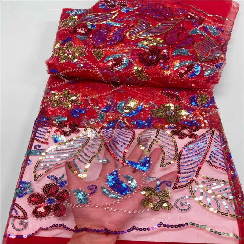 Colorful Sequin Embroidery Lace Gauze Cloth Bead Tube Beads Yarn-Dyed Lining