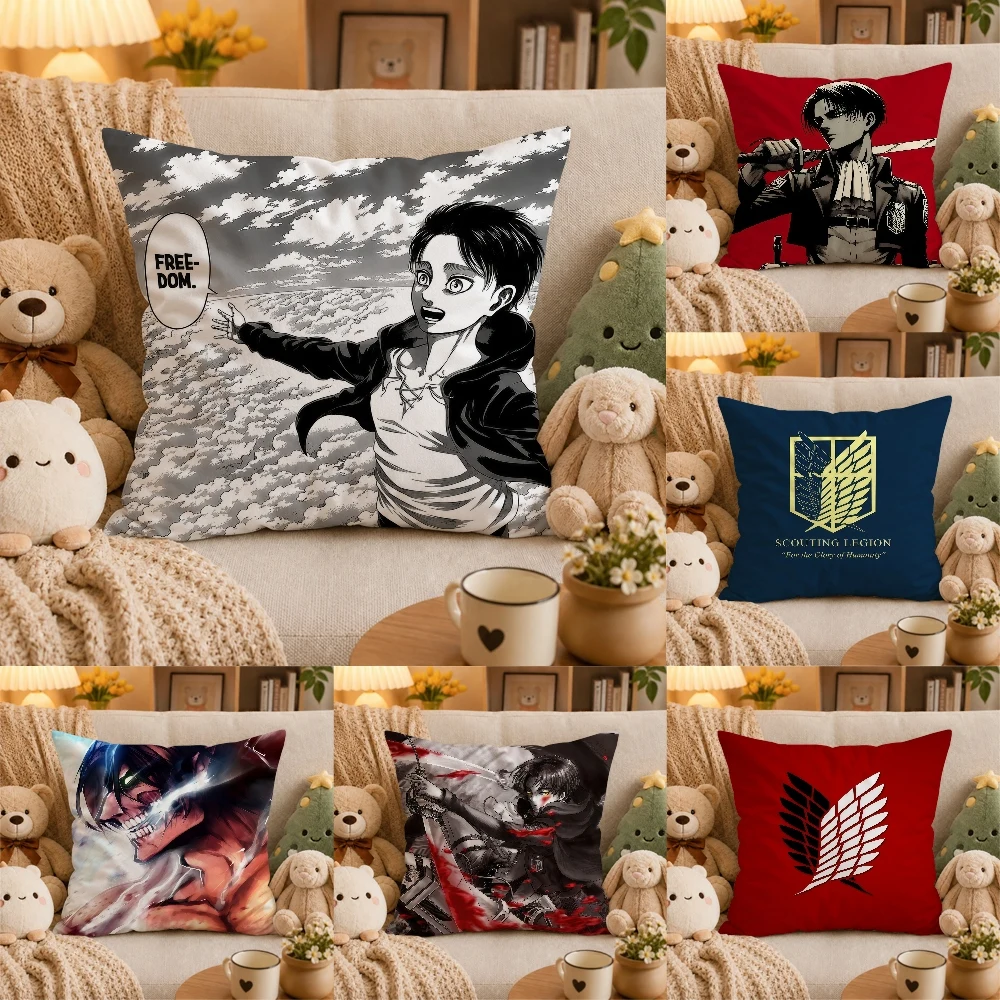 Anime A-Attack on Titan Pillow Case Plush Pillow Cases Home Decoration Pillow Cover for Sofa Bed Chair Living Room