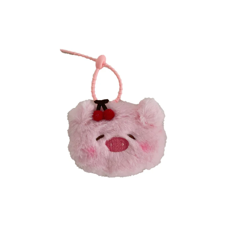 Mignon cerise petit Animal en peluche porte-monnaie pendentif dessin animé doux en peluche lapin cochon chiot stockage écouteur sac porte-monnaie enfants cadeau
