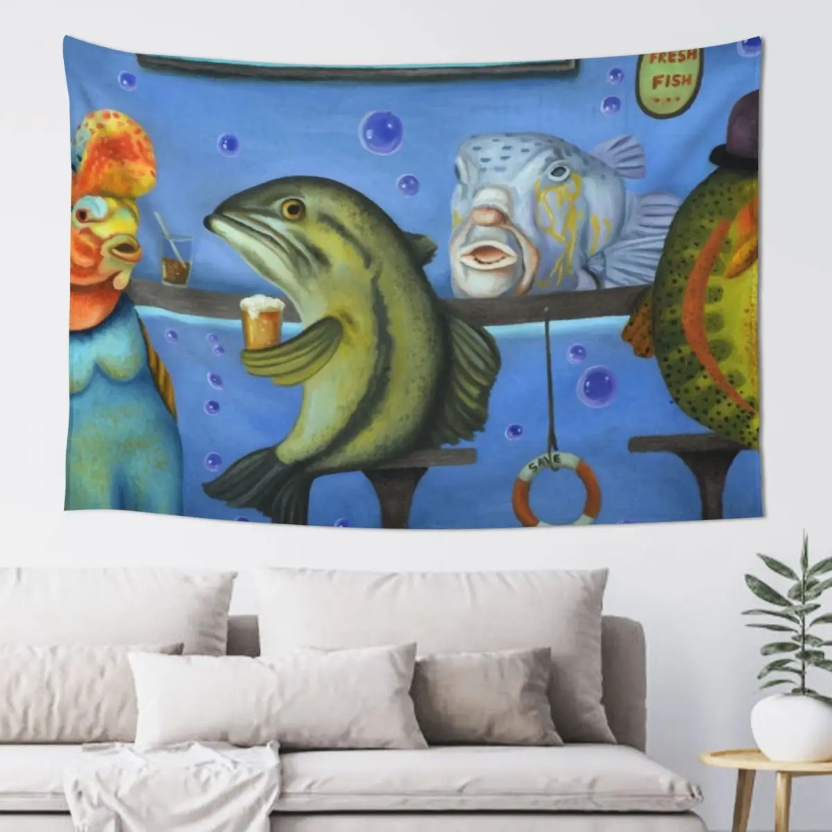 

Drink Like A Fish Tapestry Room Decore Aesthetic Cute Decor Custom Tapestry