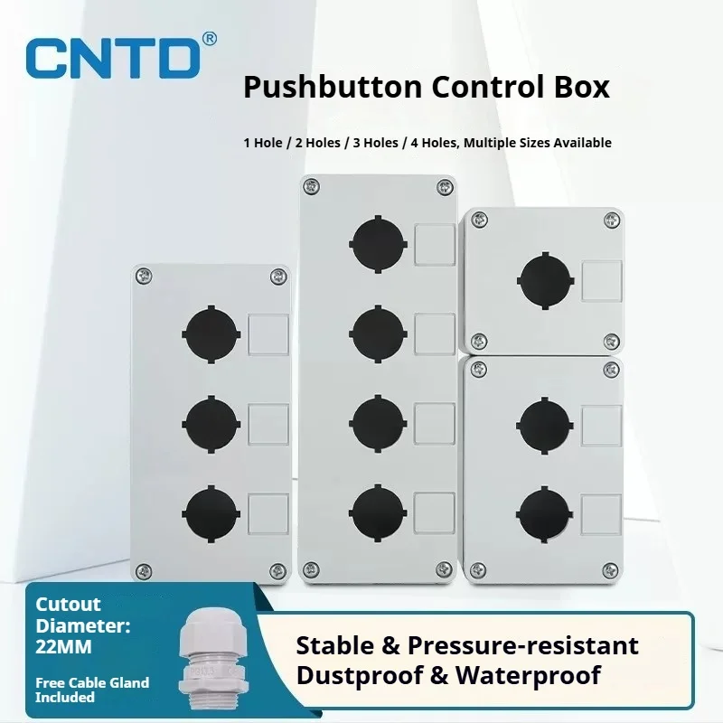 22mm Push Button Enclosure Box IP65 Waterproof Dustproof Plastic Thick Wall Junction Box 1 2 3 4 Hole Industrial Control Mount