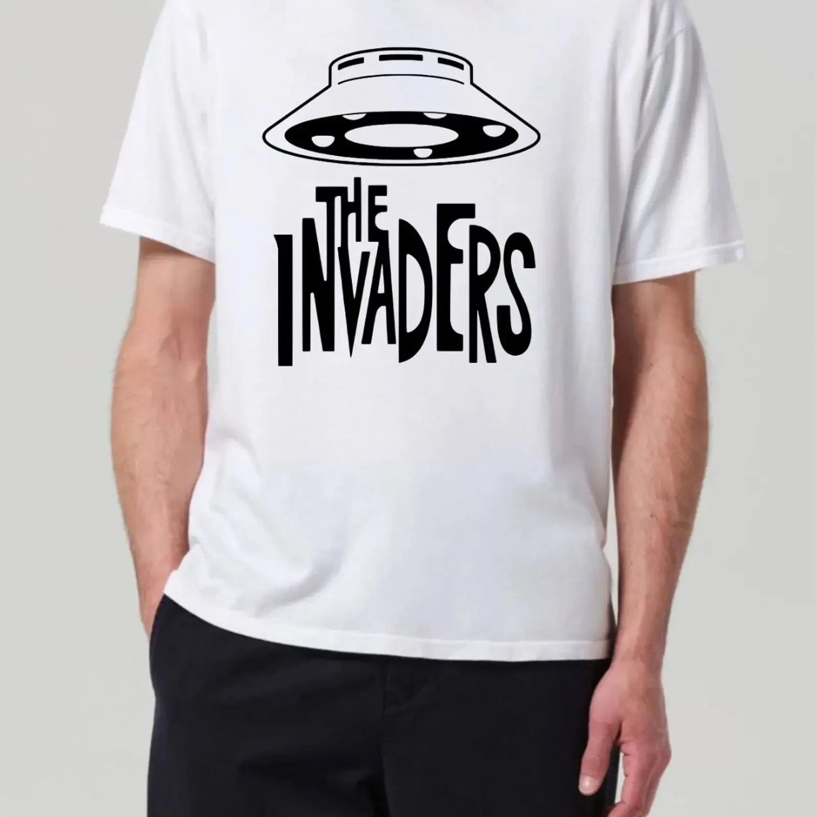 Sci Fi Fiction T Shirt Raumschiff Invaders Film Thema Grafik Top Neu Geschenk vintage Washed Slightly Casual graphic Stylish