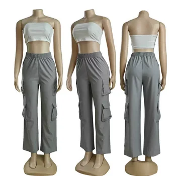 Women's Straight Cargo Pants 5 New Straight Cargo Pants Women High Waist Baggy Trousers Casual Wide Leg Slim Vintage Y2K Streetwear Pocket Fashion Casual Pants 5