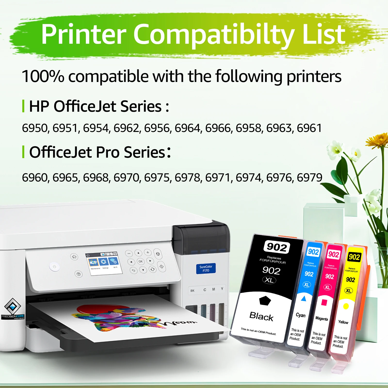 1/2 SET 902Xl Ink Cartridges High Yield Black and Tir-Color Ink Replacement HP 902XL For HP Officejet Pro 6960 6968 6970 6975