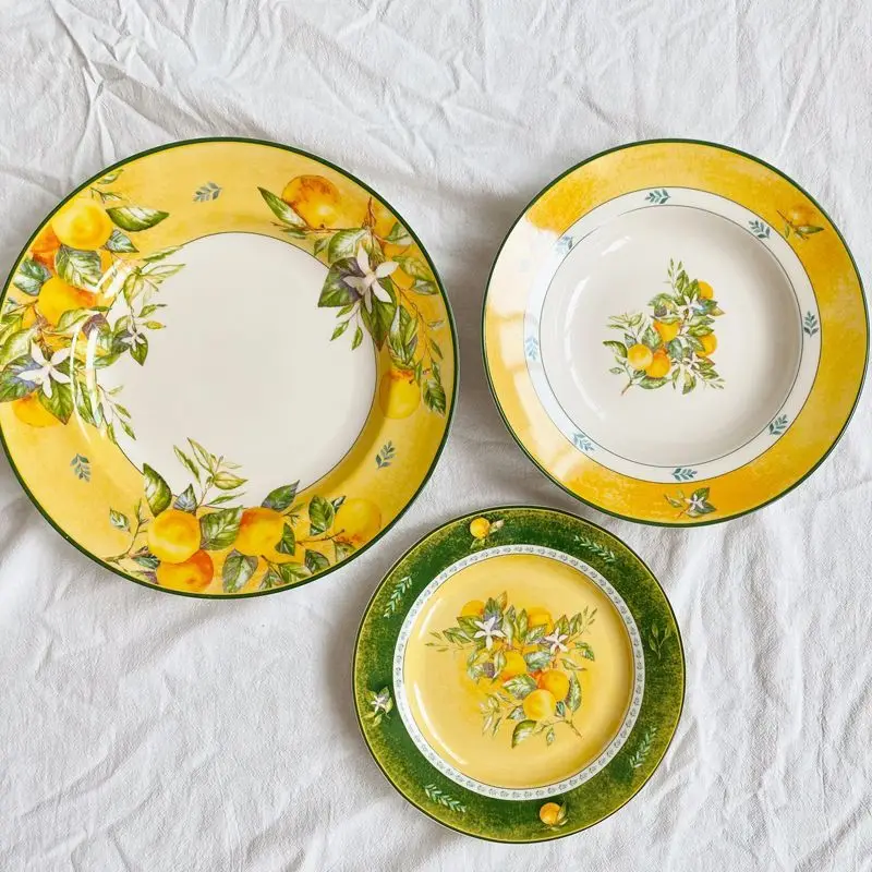 High-value home furniture European style Western food steak pasta plate yogurt bowl salad bowl appreciation board view 3