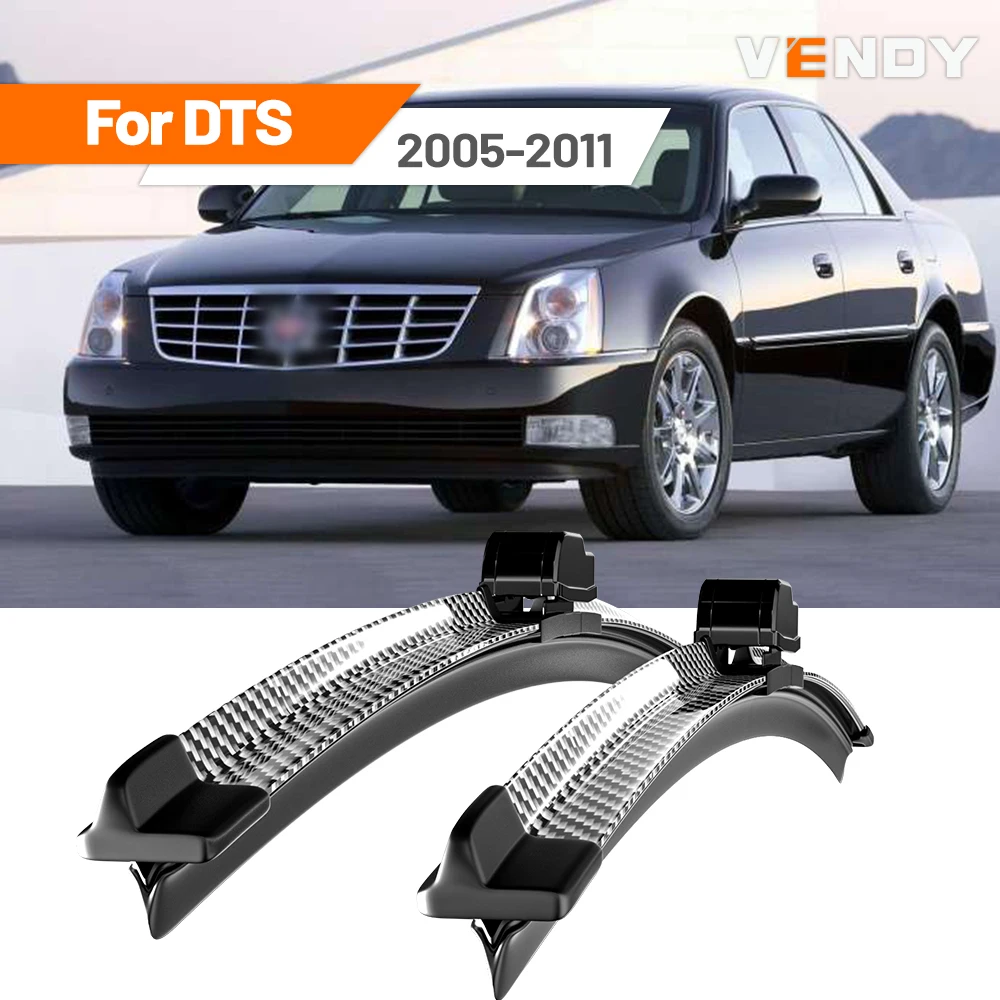 

For Cadillac DTS 2005-2011 2006 2007 2008 2009 2010 2pcs Front Windshield Wiper Blades Windscreen Wipers Carbon Fibre & Black