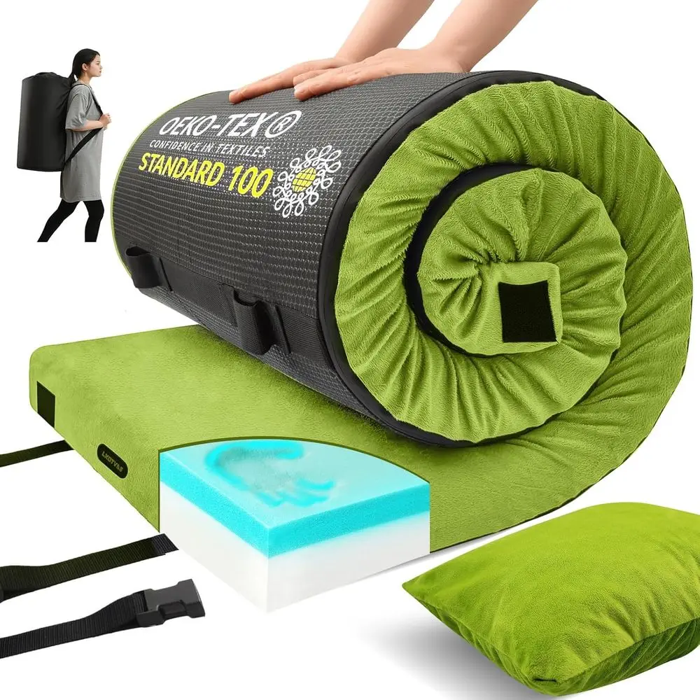 

Portable Roll-Up Camping Mattress for Adults - Waterproof, Non-Slip, Thick & Comfortable Floor Sleeping Mat for Outdoor Adventur