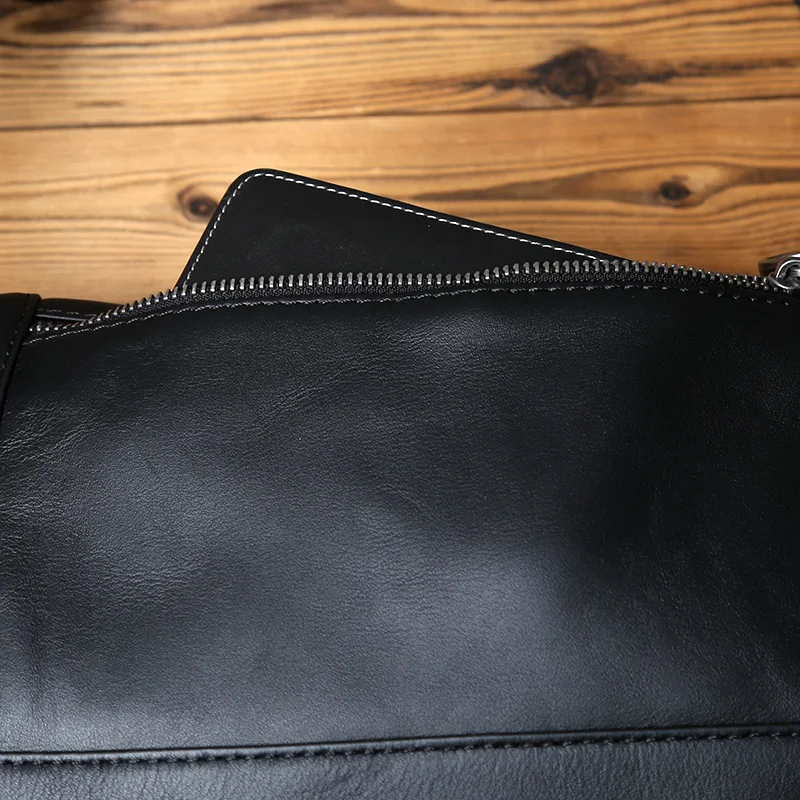 Nzpj Echt leder Herren Brusttasche, Top Layer Rindsleder Umhängetasche, lässige Herren tasche, Outdoor Sport Taillen tasche Tablet Hülle – Detail 14