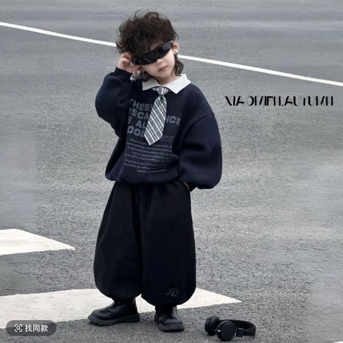 2PCS set Autumn Winter Baby Boys Clothing Thick Plus Velvet Shirts Top Tie+Corduroy Pant Kids Suit Children Handsome Streetwear