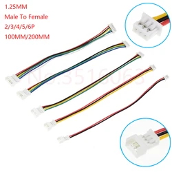 5/10Pcs JST1.25 100/200MM 2/3/4/5/6 Pin Male to Female Plug Connector With wire 1.25MM 2p 3p 4p 5p 6p Cable Extension Line