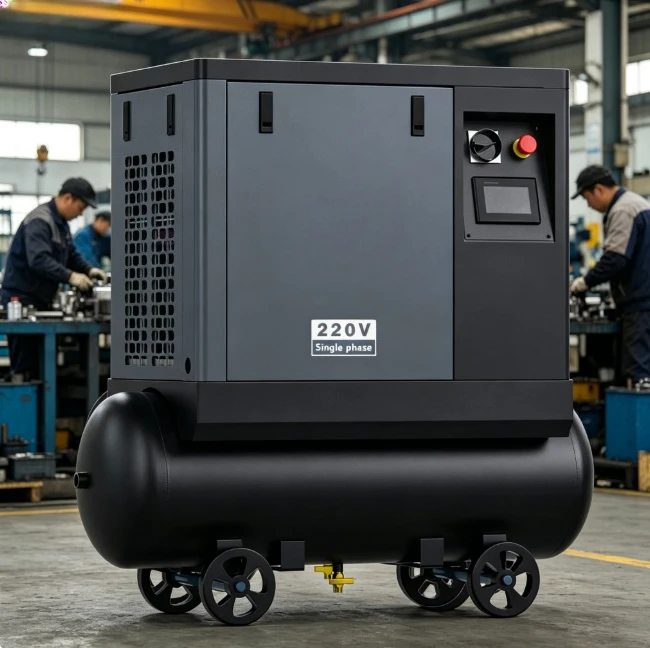 Industrial Rotary Screw Air Compressor Oil Injected Integrated Cooling For Auto Factory Sandblasting Spray Painting Line