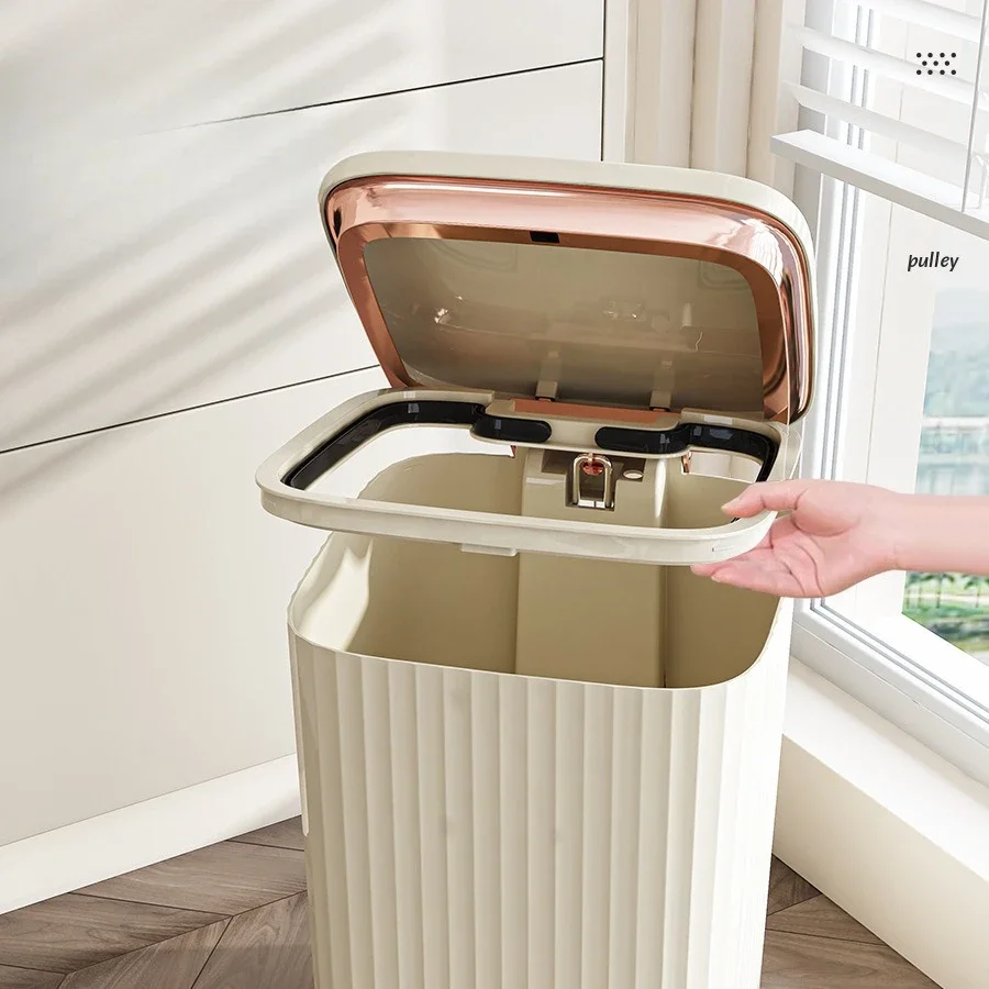 

Мусорная корзина с ножной педалью, легкая, роскошная, в стиле, большой емкости, для дома, кухни, гостиной, спальни, ванной комнаты, водонепроницаемая мусорная корзина