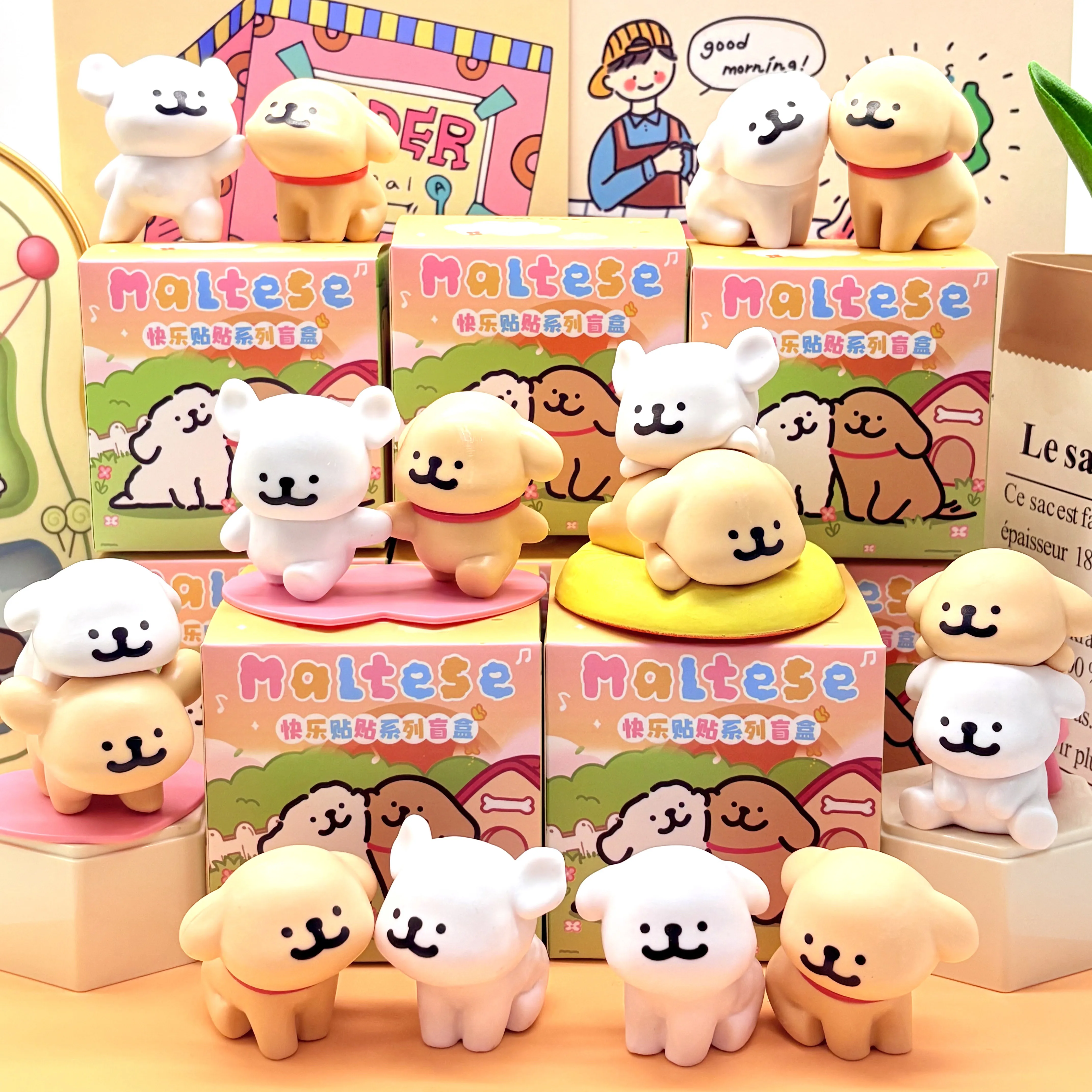Neue Malteser Glücklich Kuscheln Serie Heißer Verkauf Trend Spielen Blind Boxen Nette Puppe Modell Desktop Dekorationen Ornamente Spielzeug Geschenk – Detail 2