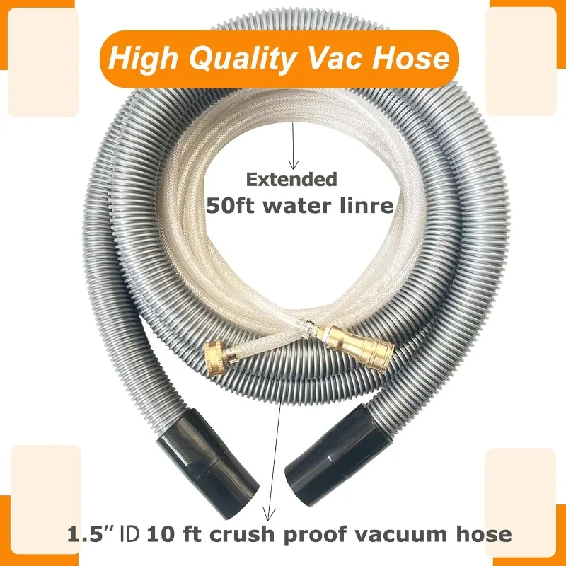 Shop Vac Extractor Kit (50 FT Wasserleitung) Besseres Vakuum-Extraktionsschlauch-Set mit Stab und Schlauch für Polsterung, Teppichreinigung und A