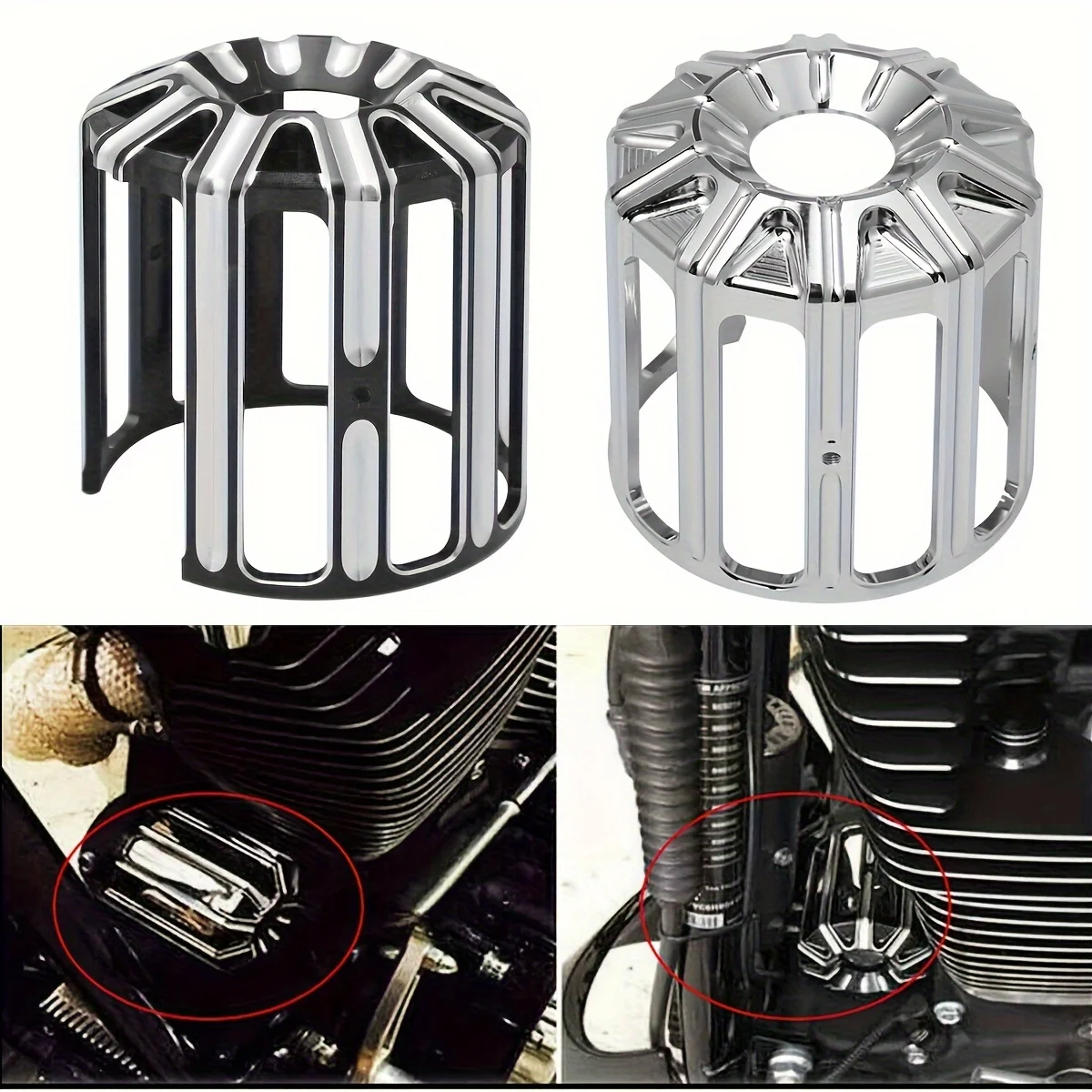 

Motorcycle Black/Chrome Aluminum Oil Filter Cover Cap Trim for Harley Dyna Sportster Iron XL883 1200 Touring Road King