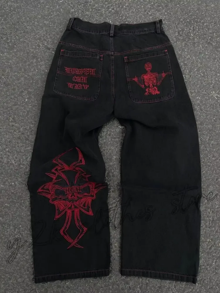 Men's Loose Wide Leg Jeans Korean Streetwear Casual Cargo Pants