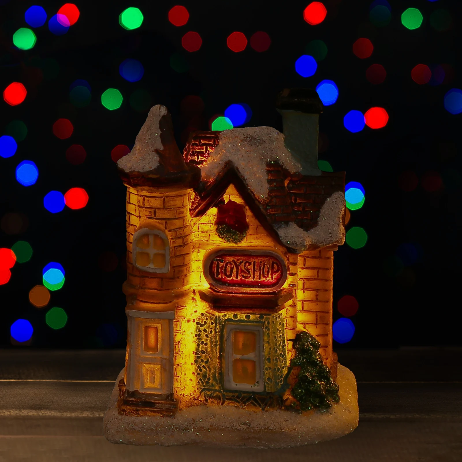

2pcs Resin House Ornaments Christmas Mini Luminous Decor Micro Landscape Xmas Party Gift Festival Tree Set Shaped for Home