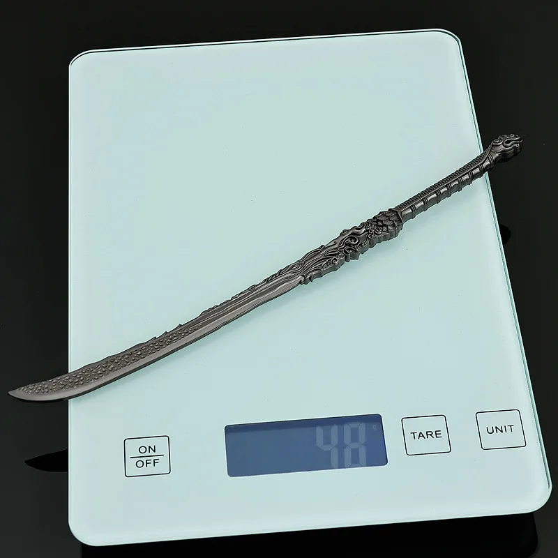 中国の小説家映画周辺グッズ赤髪の幽霊剣22cmメタルクラフト武器モデルコレクタブルデスクオーナメント安全な男の子のおもちゃ