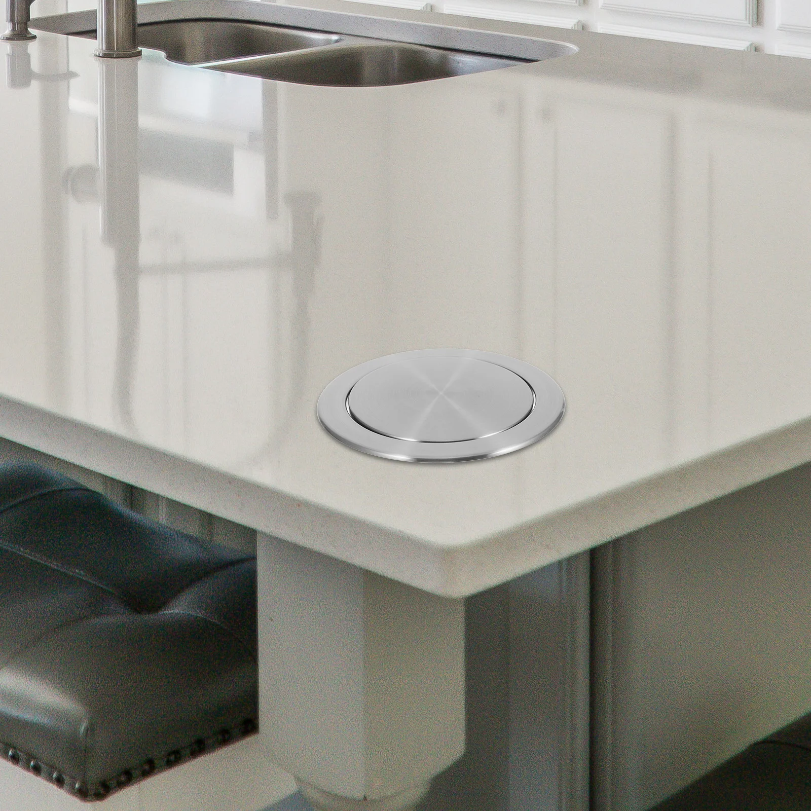 

1pc Stainless Steel Recessed Trash Can Lid For Bathroom Kitchen Sink Built-In Garbage Grommet Cover Flush Mount Replacement