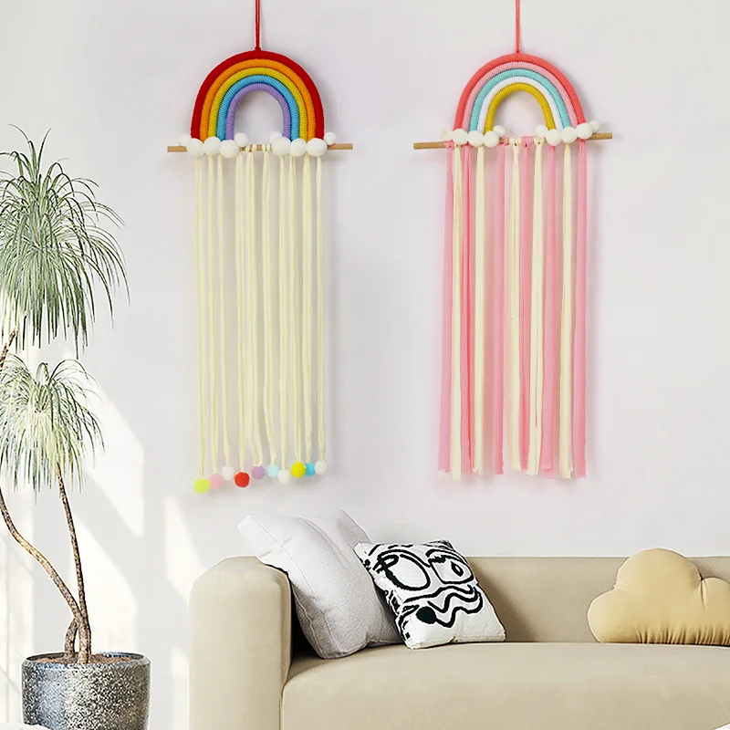 Rainbow Hair Accessory Storage Hanger Wall‑Mounted Hairpin Holder Tassel Hair Clips Display，Suitable For Bedroom Wall Decoration