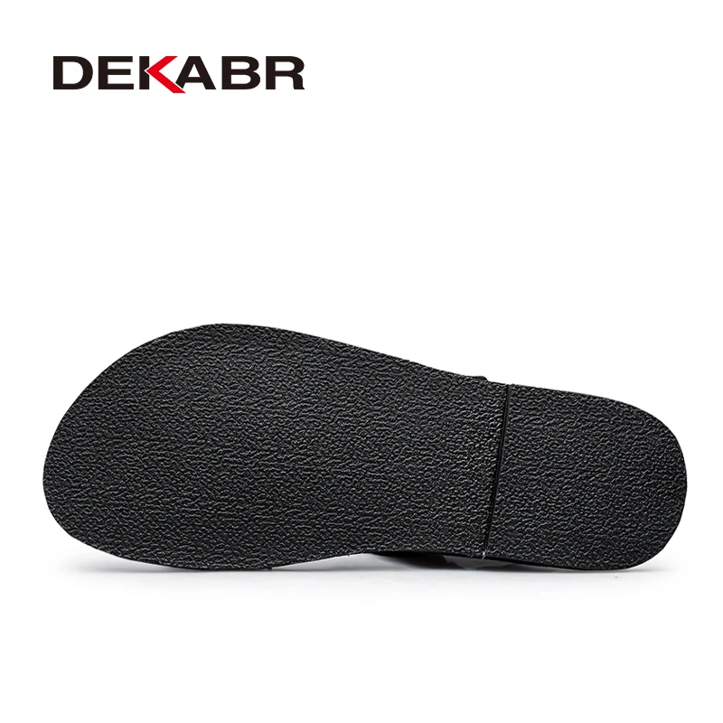 DEKABR Genuine Leather Men Sandals Luxe New Summer Beach Shoes Male Black Outdoor Comfortable Concise Style Mens Casual Shoes