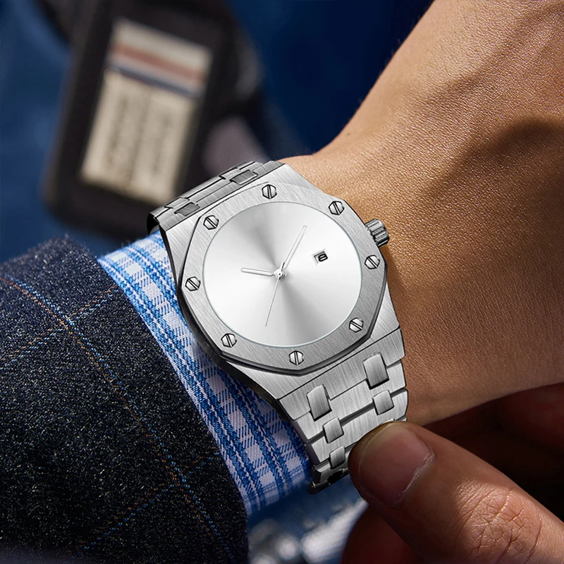 

PINTIME новые мужские кварцевые часы восьмиугольный дизайн деловой повседневный модный стиль мужские и женские универсальные водонепроницаемые кварцевые часы