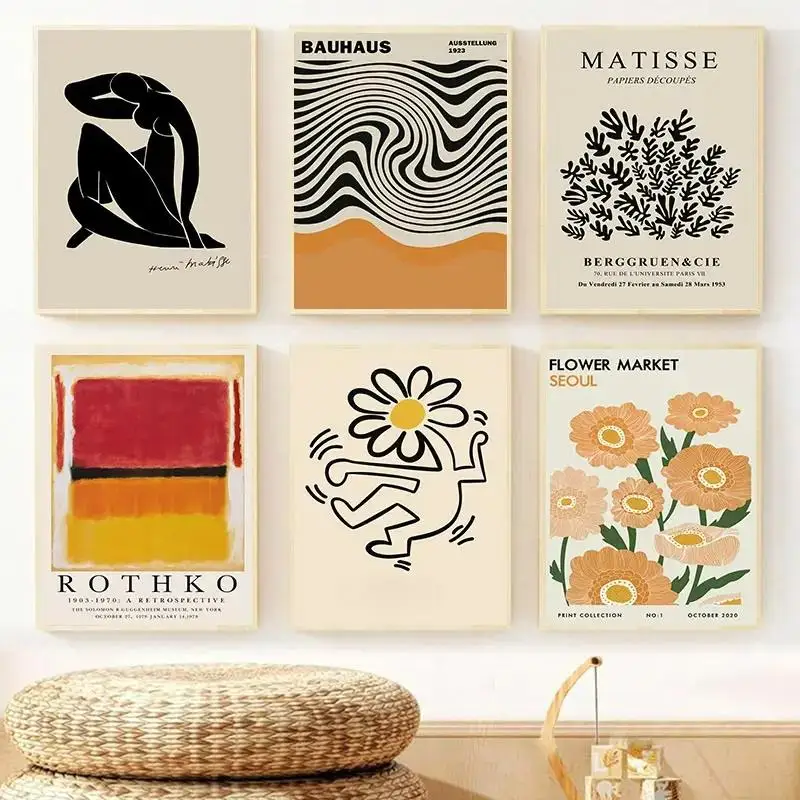 Art Matisse Mark Rothko Posters and Prints Flower Market Canvas Painting Mural Decoration Abstract Yayoi Kusama Orange Wall