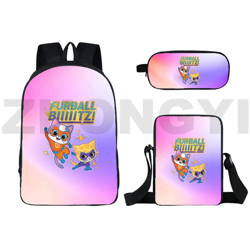 

Fashion Anime SuperKitties Backpack Men Vintage Laptop Travel Mochilas 3 in 1 Students Cute Bookbag 3D SuperKitties School Bags