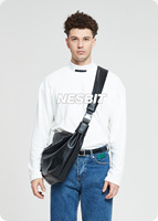 SEMALAYA Lazy design sense soft leather men's bag crossbody bag 2023 new solid color simple wind large capacity dumpling bag