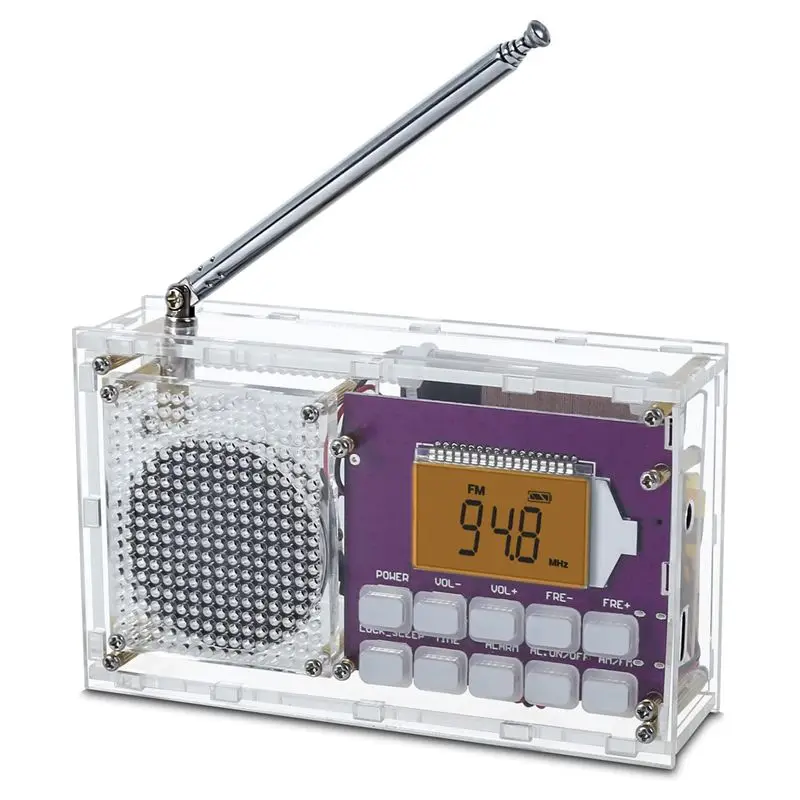 L77A DIY Digital Radio Kit with Clock FM 87-108MHZ Digital Radio LCD Display Assemble Kit for Student STEM Learning Teaching