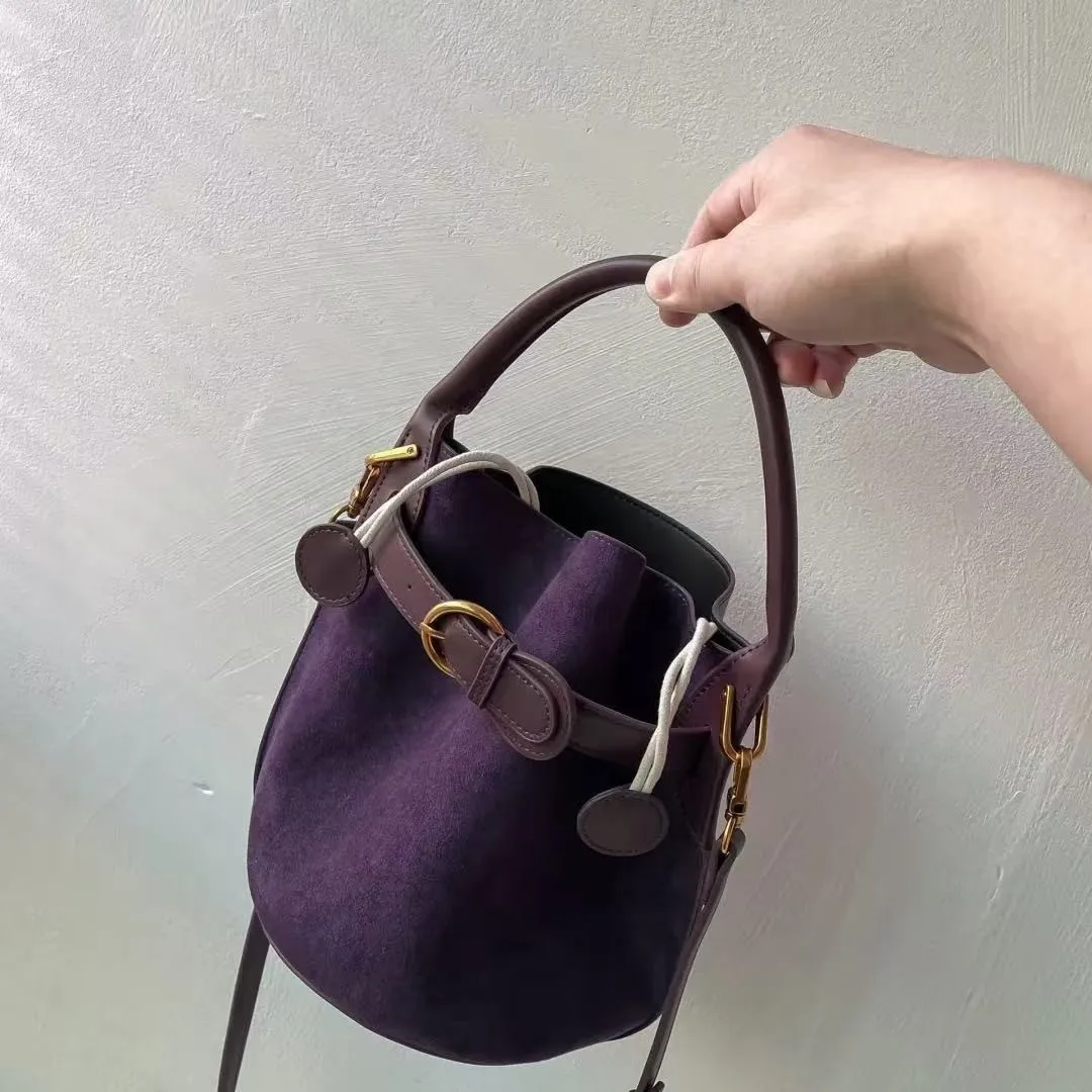 Advanced purple velvet bucket bag for women's new commuting trend single shoulder crossbody bag view 4