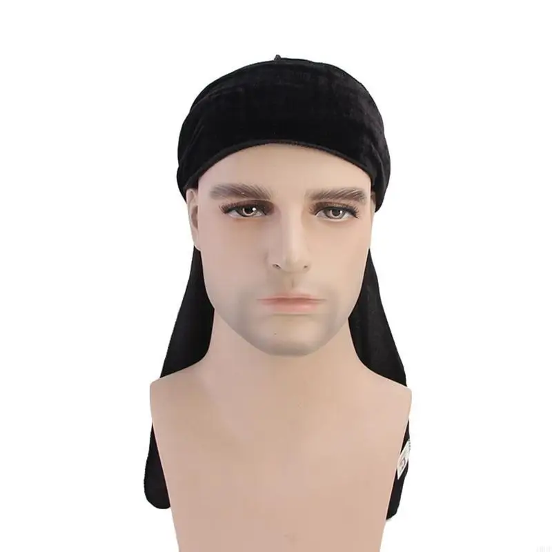 قبعة قرصان مخملية ذهبية بنمط التنين الصيني من Durags مناسبة للارتداء اليومي