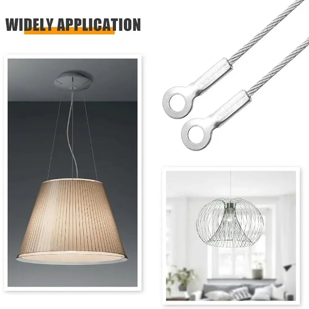 4Pcs 304 Stainless Steel Wire Rope Anti-fall Safety 1.5mm Terminal Block M4 Wire Eyelets Panel Light Lanyard for Hanging Lamp