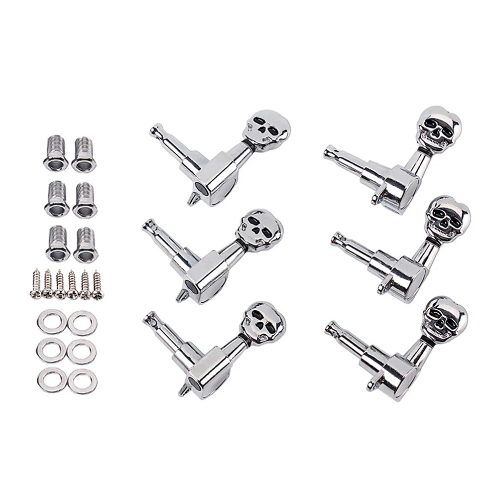 

1Set Skull Shape Vintage Style Guitar Tuning Pegs Strong Metal Body 3R3L Machine Heads for Electric Guitar Durable Replacement