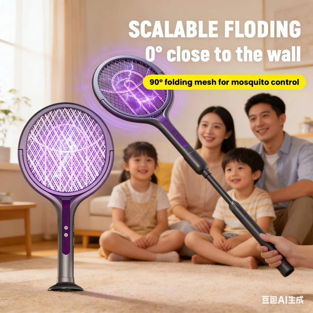 

Multi Functional 2-in-1 Mosquito Killer Swatter,Retractable Electric Racket,USB Rechargeable Fly Trap Bug Lamp Bat for Home