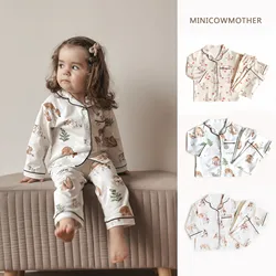 Baby Girls Pajamas Sets Children Sleeping Wear Printed with Animals Boys Girls Tops and Bottoms Kids Night Clothes 12M-6Y