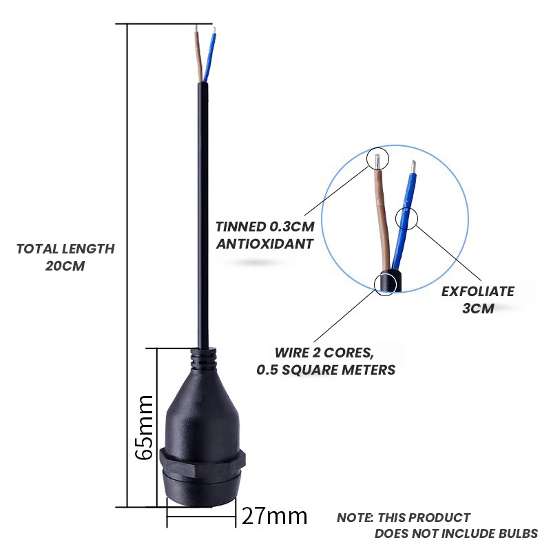 

Патрон для лампы E27 с медным сердечником и открытыми проводами, держатель для светодиодной гирлянды, удлинитель с винтовым креплением A1