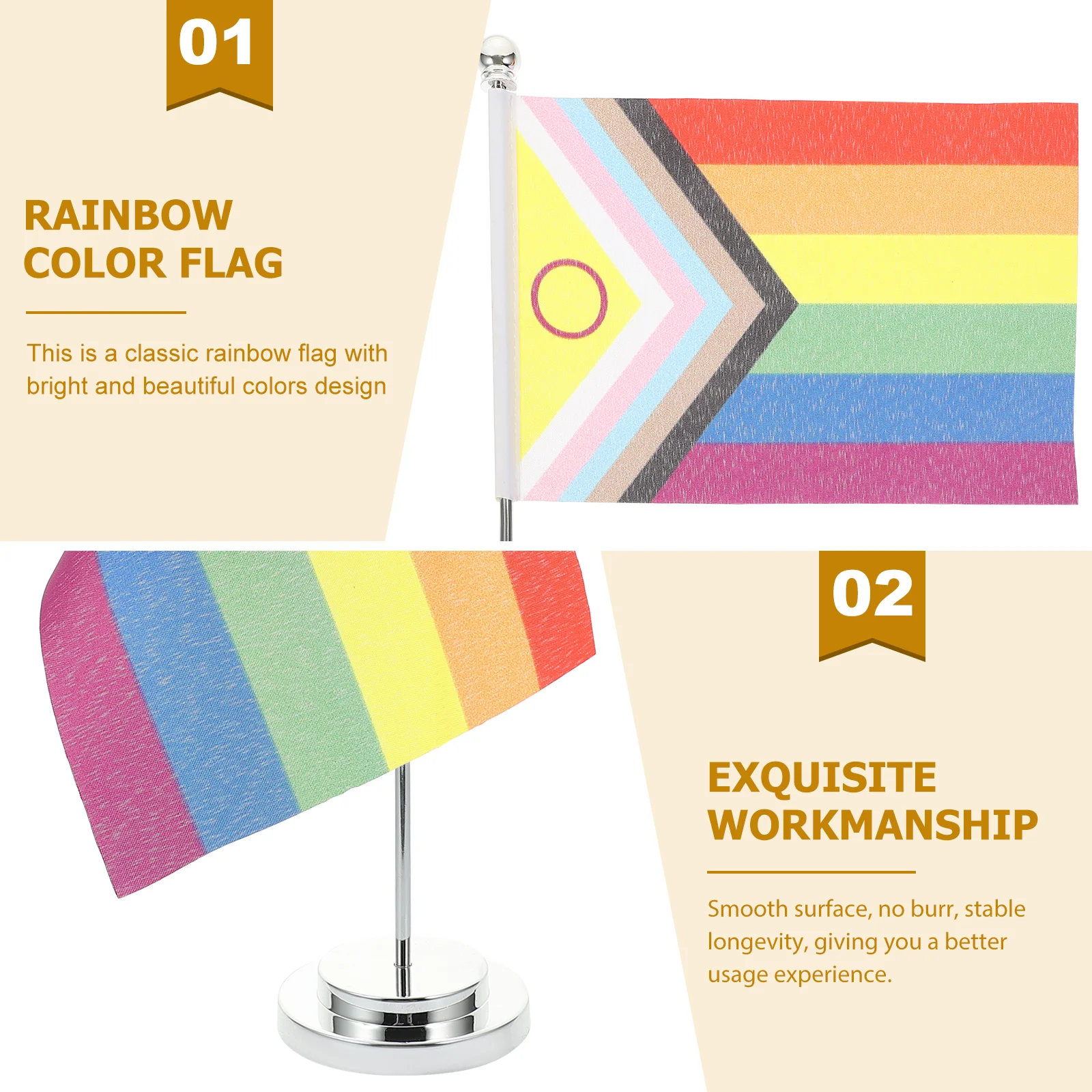 Rainbow Single Pole Table Runner Party Decoration Flags Support Stripe Desk Portable Banner Pride