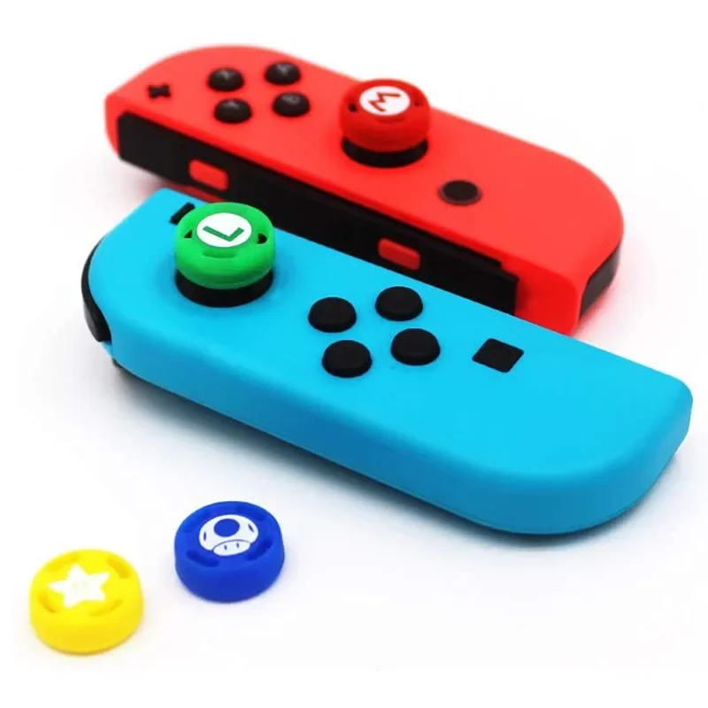 Super Mario Bros Switch Thumb Stick Grip Cap Cover Voor Nintendo Switch Oled Ns Jocon Button Case Paddestoel Joycon Accessoires