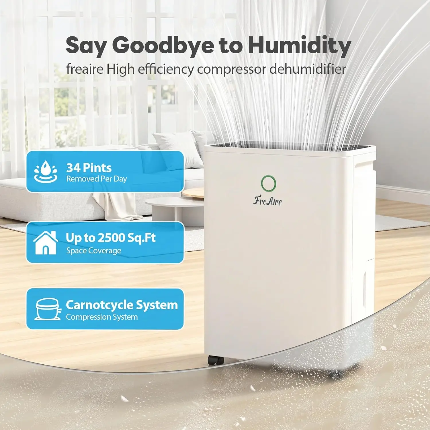 ^For 2500Sq.Ft Dehumidifier,34Pint Dehumidifiers for Home, Quiet Dehumidifier for Basement, Bedroom, Bathroom,6.56FT Drain Hose